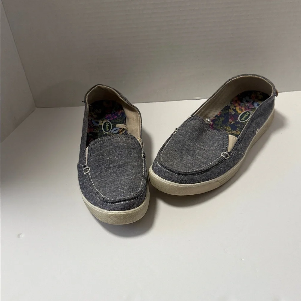 Dr. Scholl's Waverly Denim Blue Gray Slip-On Shoes 8 1/2 Good Used Condition